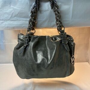 Michael Kors-Vintage Silver Metallic Lg Chain Handle Handbag w/Dust Bag Cover.